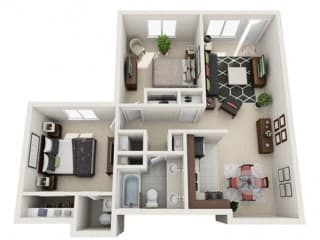 2 Bed, 1.5 Bath, 860 sq. ft. B2