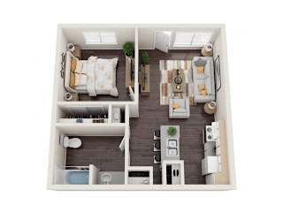 1Bed 1Bath Floor Plan at Brush Meadows I & II Apartments, Billings, MT