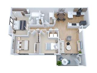 Floor Plan 3 Bedrooms, 2 Bathrooms