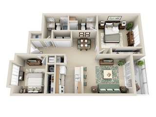 Floor Plan 2 Bedroom 2 Bath