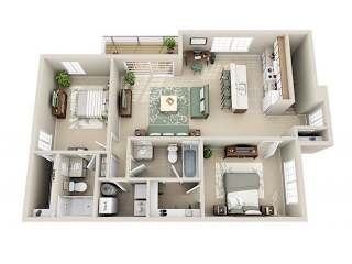 Floor Plan 2 Bedroom 2 Bath Renovated