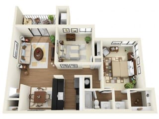 B1 2 Bedroom 1 Bath Floor Plan at Coral Club, Bradenton