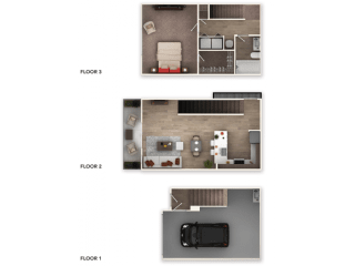 one bed one bath with garage 826 sqft