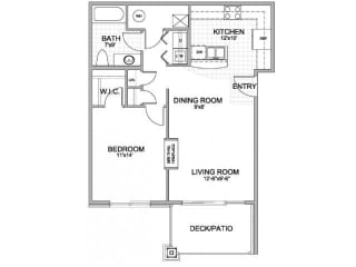 American Bungalow one bedroom one bathroom Flat floorplan at Grand Legacy