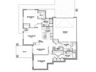 California Mission two bedroom two bathroom town home floor plan at Grand Legacy
