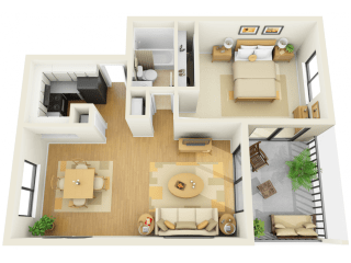 1x1B Floor Plan 1x1B Floor Plan at Bay Club, Florida, 34207