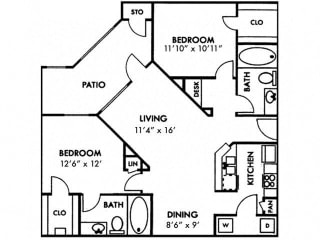 Floor Plan Two Bedroom B1