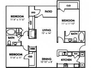 Floor Plan Three Bedroom C1