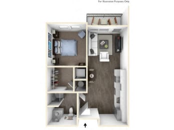 1 bed 1 bath floor plan