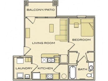 1x1 floor plan l Independence Place Apartments in Killeen, TX