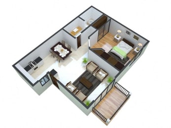  Floor Plan 1x1 Deluxe