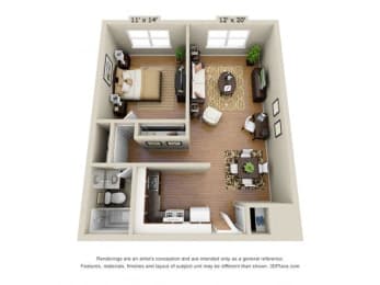 Park Clayton 1 bedroom floor plan