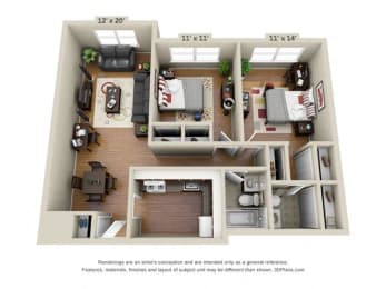 Park Clayton 2 bedroom floor plan