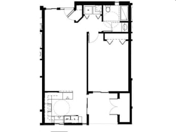  Floor Plan 1 Bedroom (B)