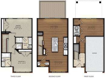  Floor Plan 2 Bedroom Den Townhome