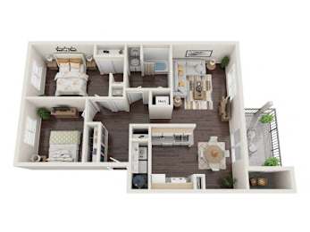 Floor Plan  Two Bedroom One Bathroom South