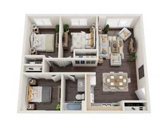 Floor Plan  Three Bedroom One Bathroom (Affordable)