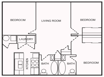 Floor Plan  Three Bedroom Floor Plan at Hendricks Pointe Apts, Shelbyville, Indiana