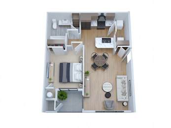  Floor Plan 1 bedroom, 1 bathroom