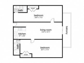  Floor Plan 2 Bed 2 Bath