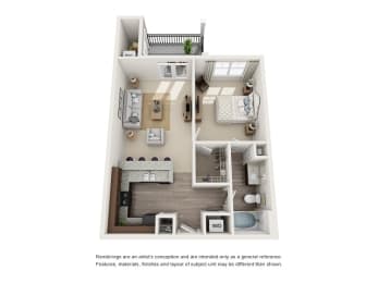 Columbia 1 Bedroom 1 Bath Floor Plan at Abberly at Southpoint Apartment Homes by HHHunt, Fredericksburg, VA