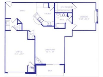The Cove II one bedroom one bathroom Floorplan at The Northbrook Apartment Homes