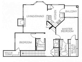 Onyx two bedroom two bathroom floorplan at Stone Ridge Estates