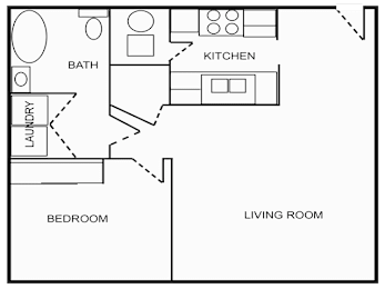 One Bedroom Floor Plan at North Harrison Senior Apts, Shelbyville, IN