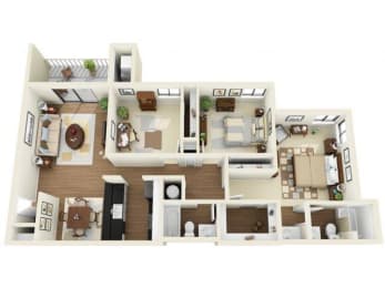 C1 3 Bed 2 Bath Floor Plan at Coral Club, Bradenton, FL, 34210