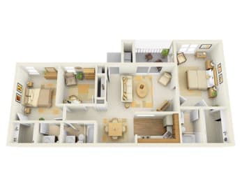 3 Bed 2.5 Bath Floor Plan at Lake in the Woods, Florida, 32901