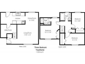  Floor Plan 3 Bedroom 2 Bathroom