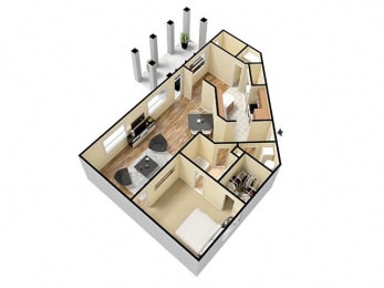 1 Bed 1 Bath Floor Plan | 974 Sq. Ft. at Barclay Place Apartments, North Carolina