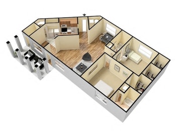 2 bed 2bath  Heather-Yew-Tree Floor Plan | 1,339 Sq. Ft.at Barclay Place Apartments, North Carolina, 28412