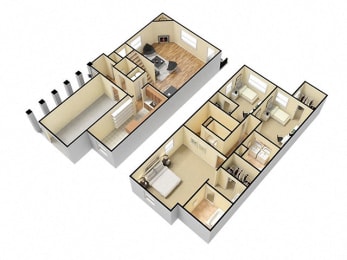 3 bed 2.5 bath Sage Floor Plan | 1,633 Sq. Ft. at Barclay Place Apartments, Wilmington, North Carolina