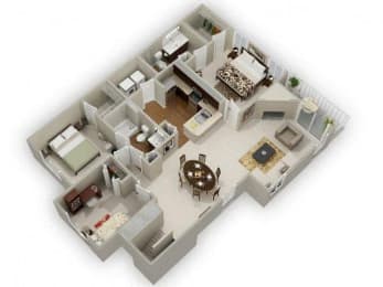 Three Bedroom Two Bathroom Floor Plan Red Cedar