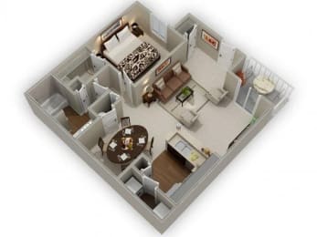 One Bedroom One Bathroom Floor Plan Hickory