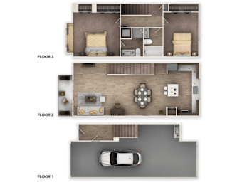 2 bed 2 bath with garage on first level