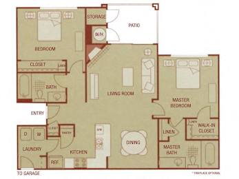 Sonoma Resort Apartments 2 bed 2 bath 1033 sqft