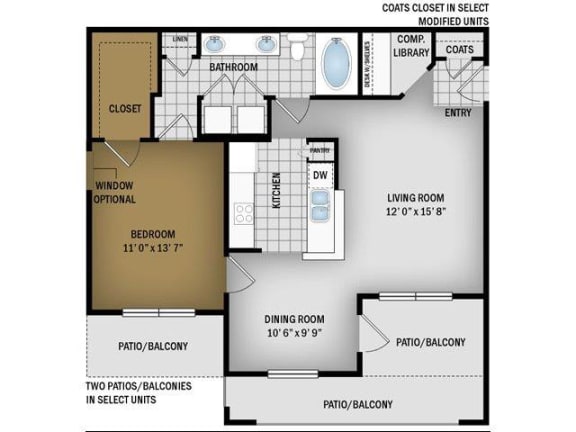 Floor Plan  A2 - 1 bedroom 1 bath