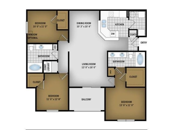 Floor Plan  C1 - 3 bedroom 2  bath