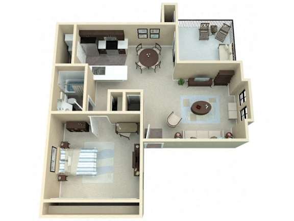 Floor Plan  1 Bedroom 1 Bed 1 Bath