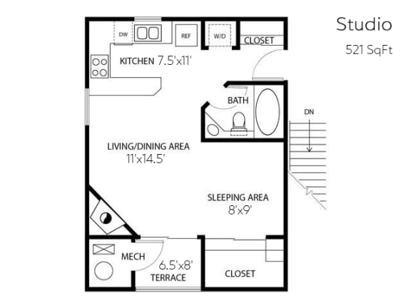 Floor Plan  521 sqft-   S3