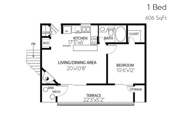 Floor Plan  606 sqft-   A1.1