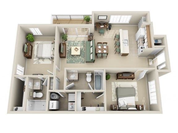 Floor Plan  2 Bedroom 2 Bath