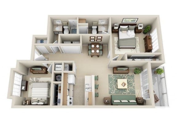 Floor Plan  2 Bedroom 2 Bath