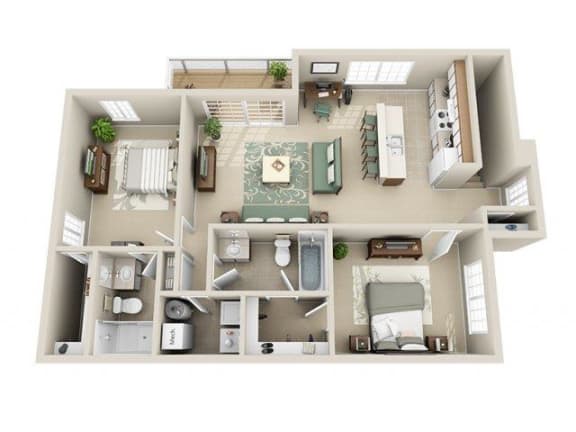 Floor Plan  2 Bedroom 2 Bath Renovated
