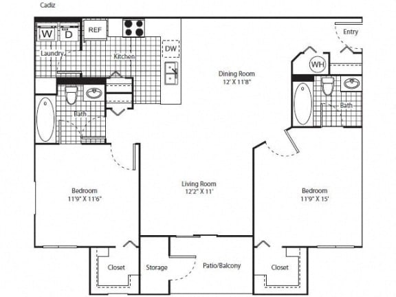 Floor Plan  Two Bedrooms Two Bathrooms Floor Plan Patio Balcony  Miramar Florida