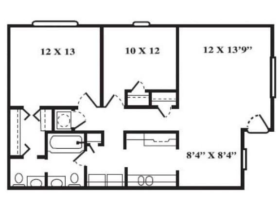 Floor Plan  Port - Renovated FloorPlan at Seaside Villas Apartments Apartments, Pacifica SD Mgt, St Augustine, Florida