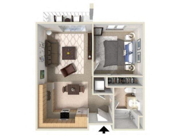 Floor Plan  One Bedroom One Bathroom Unit Floorplan at VINTAGE AT BELLINGHAM, Bellingham, WA