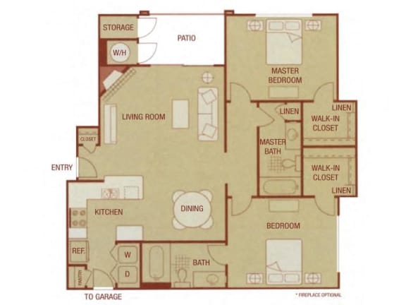 Floor Plan  Sonoma Resort Apartments 2 bed 2 bath